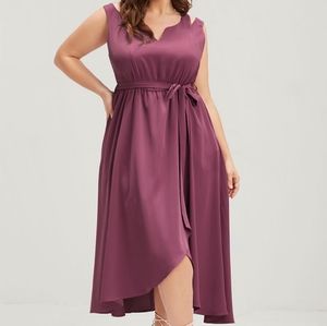 Bloomchic Solid Pocket Cut Out Notched Asymmetrical Belted Dress Size 28